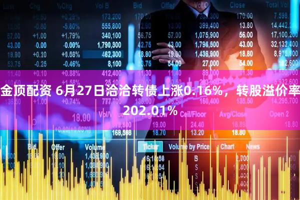 金顶配资 6月27日洽洽转债上涨0.16%，转股溢价率202.01%